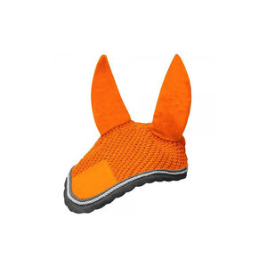 Voile anti-mouches orange pour chevaux avec protection des oreilles, en feutre non tissé, équipement oculaire pour chevaux de course - Product Image 1