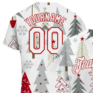 Custom Christmas Baseball Jersey Sublimated Team Uniform Button <b>Down</b> Sports Shirt Moisture Wicking Apparel - Product Image 3