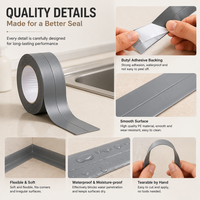 Bande de calfeutrage murale en PVC gris 35 mm 3,2 m, auto-adhésive, étanche, pour salle de bain