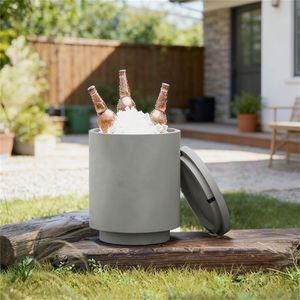 Tavolino da Esterno Grigio con Vano Porta Ghiaccio e Spazio per Barra Refrigerante, Arredo Unico e Pratico - Product Image 4