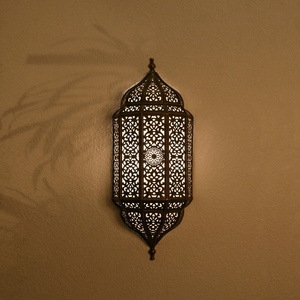 Golden Moroccan Wall <b>Sconce</b> Lantern Brass Intricate Cutout Design Home Decoration Professional Lighting - Product Image 2