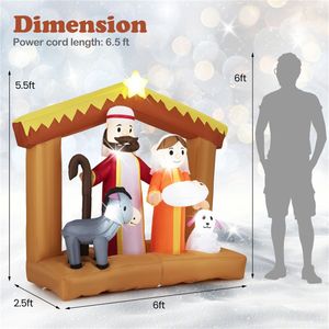 Presepe Gonfiabile da 1,8 m con 6 Luci LED, Decorazione Natalizia da Esterno in Poliestere Resistente alle Intemperie - Product Image 4