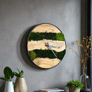 Forest Vein Timepiece River grain Moss <b>Clock</b> Emerald Drift Moss wood <b>Clock</b> Woodland Whisper Timepiece Nature's Passage - Product Image 3
