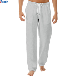 Top Trending Men's Simple Fashion Solid Color Casual Cotton Linen <b>Trousers</b> Low Moq Custom Own Logo Design Lightweight Pants - Product Image 1