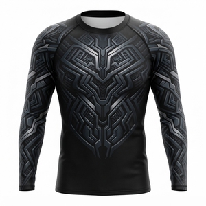 Camiseta de Compresión con Diseño de Tatuaje Polinesio Naranja, al por Mayor, OEM, para Hombre, Manga Larga, para Gimnasio, Entrenamiento, MMA, Rash Guard - Product Image 5