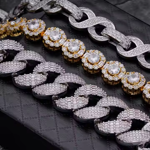 <b>Iced</b> <b>Out</b> Moissanite Tennis <b>Chain</b> Necklace Luxury Round Brilliant Cut Fashion Jewelry for Men Women Daily Wear - Product Image 1