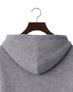 Sudadera con Capucha Gris Personalizada para Hombre, Tejido de Punto, Cierre de Tres Botones, Mezcla de Algodón Suave, Cálida para Invierno, Estilo Casual Urbano, Logotipo Personalizado OEM - Product Image 6