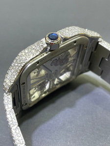 Reloj de Pulsera Hecho a Mano con Movimiento Automático, Totalmente Cubierto de Diamantes Moissanite VVS, Plata de Ley 925, Regalo para Hombres y Mujeres - Product Image 4