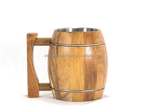 Wood Style Beer <b>Mug</b> Simulation Wooden Barrel Beer Cup <b>Double</b> <b>Wall</b> Drinking <b>Mug</b> with Handle at Affordable Price by AALIYAN IMPEX - Product Image 2