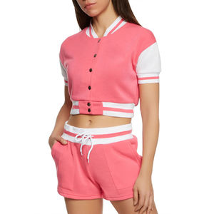 Chaqueta Varsity Corta Personalizada con Cuello de Manga Larga para Mujer / Chaqueta Varsity Corta Transpirable para Mujer a un Precio Razonable OEM - Product Image 4