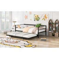 Cadre de lit double XL/double moderne en métal réglable avec tiroir de rangement, design minimaliste pour chambre à coucher