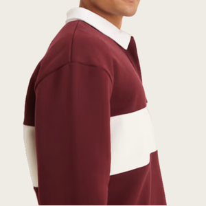 Chemises polo de rugby pour hommes à motif uni personnalisé, 100% coton, tissu tricoté, manches longues, style décontracté, coupe régulière - Product Image 4