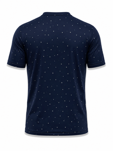 Camiseta de Manga Corta Azul Marino para Hombre con Estampado Digital de Puntos Blancos, Secado Rápido, Corte Regular, Cuello Redondo, Ropa Casual - Product Image 3