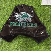 Nouveauté 2026 Gants de football américain sur mesure, respirants, à fermeture auto-agrippante, avec design squelette injecté en caoutchouc, lisses