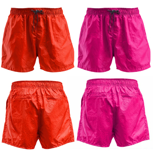 Shorts de Natación de Secado Rápido para Hombre, Color Sólido, con Cordón en la Cintura y Bolsillos, Rojo/Rosa - Product Image 1