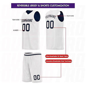 Tenues de Basketball pour Sports d'Équipe, Vêtements de Sport en Gros pour Hommes, Tailles Plus, Bleu Marine et Blanc, Maillots et Shorts Personnalisés en Gros - Product Image 3