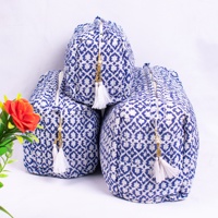 Sac de maquillage matelassé en coton pur doux, imprimé floral, grand format, portable, résistant à l'eau, réutilisable, personnalisé et écologique 2026