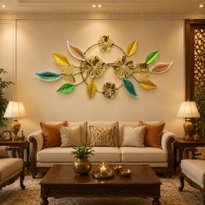 Décoration murale en métal floral, panneau mural décoratif avec fleurs et feuilles pour salon, chambre à coucher, entrée - Product Image 1