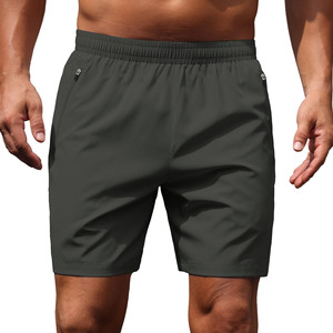 Short de course pour hommes, à usage quotidien, avec taille élastique, short de sport en polyester avec poches zippées, short de course - Product Image 1