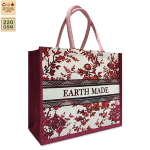 กระเป๋าหิ้วชายหาด Earth Made Botanical Canvas Bag พร้อมฐานผ้าปอกระเจือกย้อมสี ขนาด 36x32x15 ซม. รับทำโลโก้ตามสั่ง ขนาดตามสั่ง ขายส่ง รับผลิตแบรนด์ส่วนตัว - Product Image 1