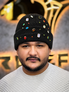 White Embroidered Letter Beanie Hat 56-58CM Street Style Casual <b>Winter</b> <b>Cap</b> for Men Adults - Product Image 3