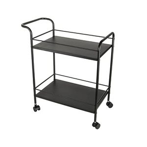Minimalist Double Tier Metal Utility <b>Cart</b> with Wheels for Living Room Drink and Food Storage - Product Image 3