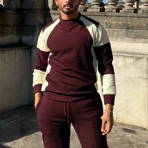 Sweat à capuche tricoté pour homme, couleur marron, manches raglan, col rond, coupe classique, vêtement d'hiver décontracté, 100% coton, molleton de coton - Product Image 3