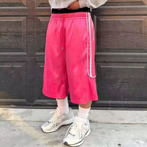 Custom Trousers Homme Unisex Nylon Polyester Side Stripe Oversized Baggy Summer Jogger Sweat Shorts For Men's - Product Image 3