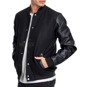 Chaquetas Varsity de Cuero Negro para Hombre, Chaquetas Bomber de Invierno para Exteriores con Diseño Personalizado - Product Image 4