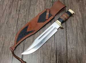 Cuchillo Bowie de Caza de Grado Industrial PRESTIGE BLADES, Personalizado al por Mayor (ODM/OEM), Hoja de Acero de Damasco, Punta Caída, Mango de Madera - Product Image 3