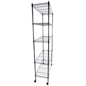 High-Grade 5-Layer Iron <b>Shelf</b> with 1.5\" Nylon Wheels Tough Durable Black Plastic Coating <b>Storage</b> <b>Shelves</b> & <b>Units</b> - Product Image 3