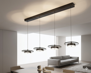 Lustre carré moderne en acier LED avec abat-jour rond en verre, style élégant, décoration de salle à manger, fabriqué au Vietnam - Product Image 2