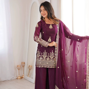 Women Embroidered Sharara Suit Set with Dupatta for <b>Party</b> Wear Designer Ethnic Palazzo Outfit - Product Image 1