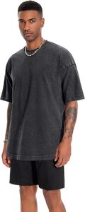 T-shirt décontracté pour homme 2026, coupe oversize, en coton délavé, couleur unie, col rond, manches courtes, effet délavé à l'acide, disponible à la vente en ligne - Product Image 5
