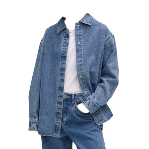 Customize Denim Shirt Men Solid Color Turn-down Collar Full Sleeve Washed Cotton Casual Shirts Spring Breathable Style - Product Image 6