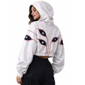 Sudadera con capucha para mujer, bordada con gráfico de ojo, de algodón suave y felpa, oversize, estilo Y2K, streetwear, pullover, ecológica, con MOQ bajo - Product Image 5