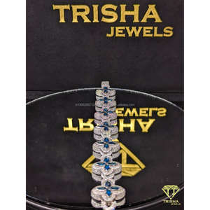 Pulsera de Cadena con Flores Trisha Jewels, Plata de Ley 925, Moissanita de Corte Brillante, Estilo Hip Hop, Unisex, para Boda, Certificado IGI - Product Image 3