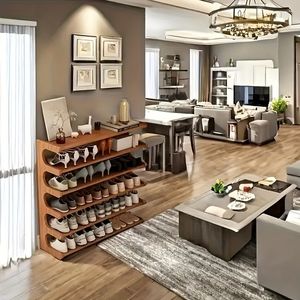 Scaffale portaoggetti pratico a 5/6 livelli, salvaspazio, con finitura effetto legno, facile da usare - Product Image 6