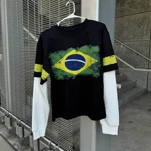 เสื้อยืดโอเวอร์ไซส์ทรงบ็อกซี่ผ้าฝ้ายแท้ 100% หนานุ่มสำหรับผู้ชายและผู้หญิง สกรีนลายตามสั่ง เสื้อยืดแขนยาวสองชั้นสำหรับผู้ชาย - Product Image 2