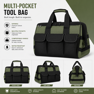 Bolsa de Herramientas Resistente |   Organizador de Herramientas Profesional para Electricistas y Mecánicos con Almacenamiento de Múltiples Bolsillos |   Gran Capacidad - Product Image 1
