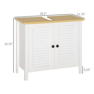 Meuble de salle de bain moderne à double porte, blanc, pour rangement sous évier, en MDF et bois, idéal pour hôtels et écoles - Product Image 3