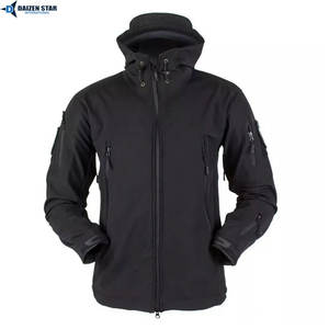 Windproof Softshell <b>Jacket</b> with Fleece Lining Stand Collar Front Pocket Hooded Eco-Friendly Outdoor Tactical <b>Jacket</b> - Product Image 2