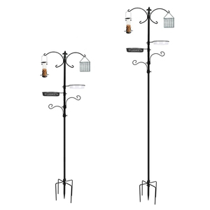 Kit de estación de alimentación para pájaros con base de anclaje de 5 puntas, poste multi-gancho para alimentar pájaros silvestres con bandeja de baño para pájaros, para decoración de jardín al aire libre - Product Image 1