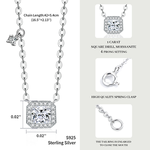 Premium Fine <b>Mens</b> <b>Silver</b> Material Custom Pendant <b>Necklace</b> <b>Silver</b> Plated Geometric Round Brilliant Cut Micro Insert GRA Certified - Product Image 2