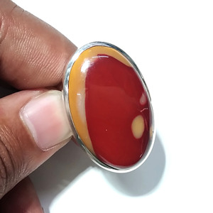 Natural Mookaite Jasper <b>Ring</b> Handmade Oval Cabochon Gemstone <b>Ring</b> Adjustable Silver Plated Statement <b>Ring</b> for Women - Product Image 1
