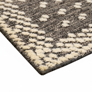 Tapis décoratif DECORDEC beige ivoire en laine écologique, antidérapant, à rayures fines horizontales irrégulières, moderne, tufté à la main, à poils moyens - Product Image 5