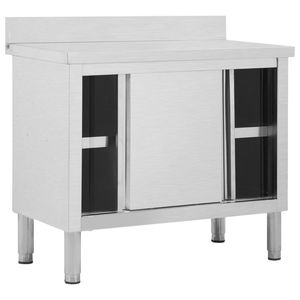 Tavolo da lavoro da cucina commerciale in acciaio con porte scorrevoli 39.4 \ "x19.7 \" x(37.4 \ "-38.2 \") in acciaio inox - Product Image 3