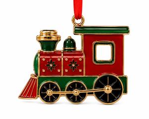 Adorno Navideño de Tren Rojo y Verde Clásico de Lavie Creations, Decoración Metálica Ecológica Hecha a Mano, Acabado Brillante para Interiores, 4-4.9 Pulgadas - Product Image 1