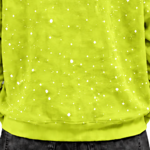 Sudadera con capucha extragrande para hombre, de felpa gruesa, con estampado salpicado verde lima, estilo casual urbano, con bolsillo canguro y mangas largas - Product Image 5