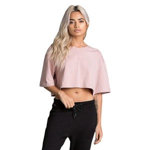 T-shirts en coton OEM personnalisés pour femmes, coupe oversize ample, crop top avec logo, style sexy et tendance - Product Image 3